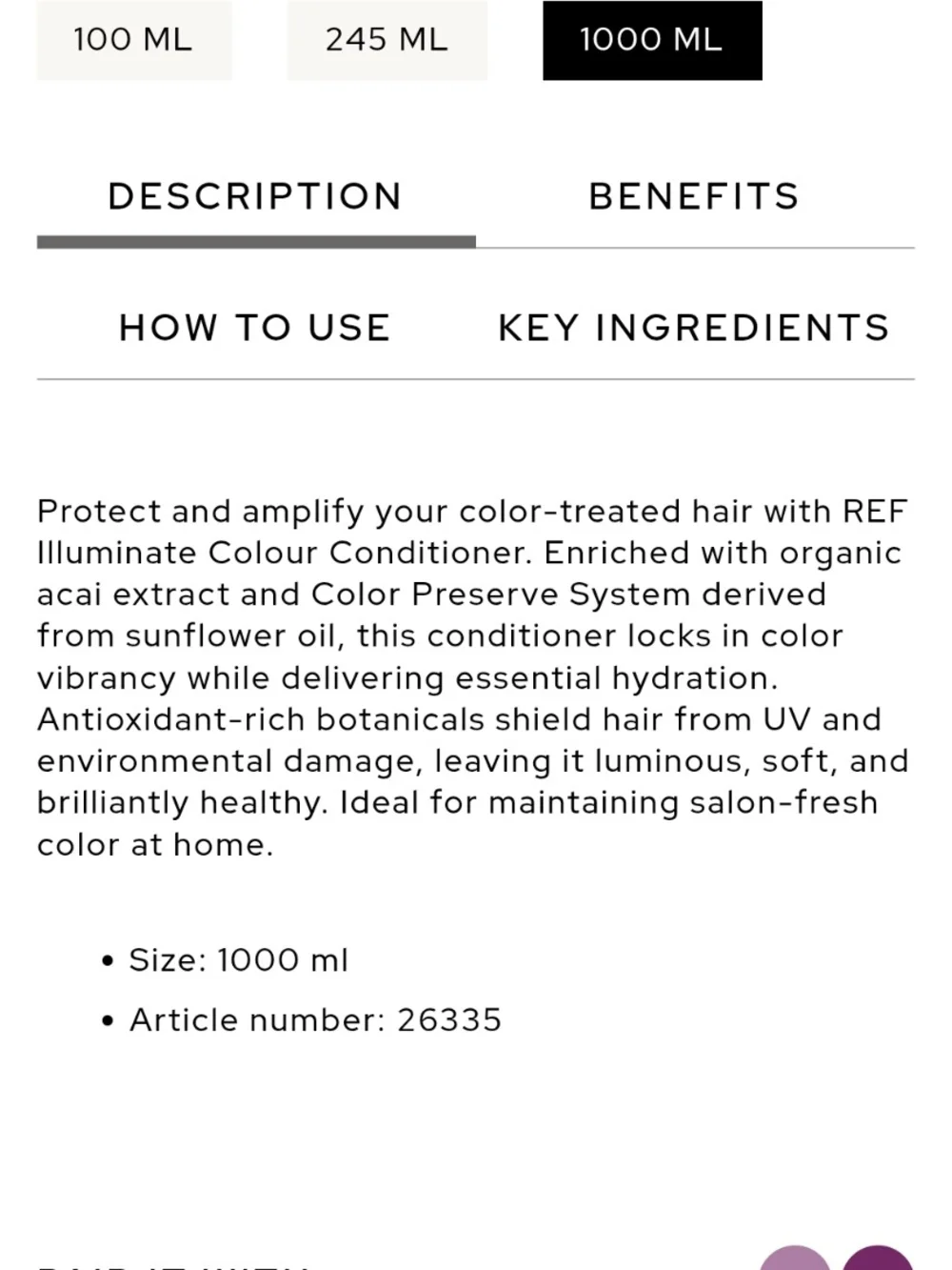 REF Illuminate Colour Duo Shampoo & Conditioner. Never Used.